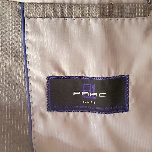 Gray pinstripe suit 44L 36x32 pant slim fit - Picture 4 of 9